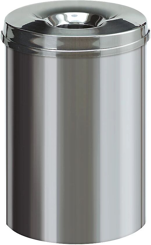 Brabantia Papelera de seguridad, acero inoxidable, autoextinguible, capacidad 30 l, H x Ø 470 x 335 mm, brillante