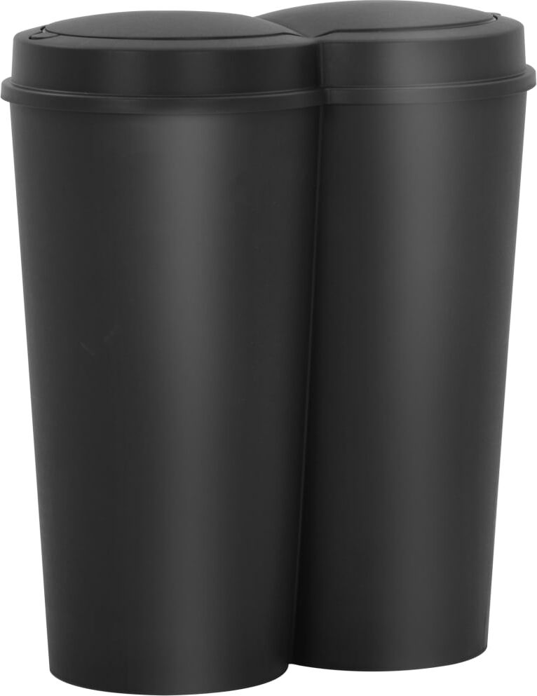 vidaXL Cubo de basura doble negro 50 L