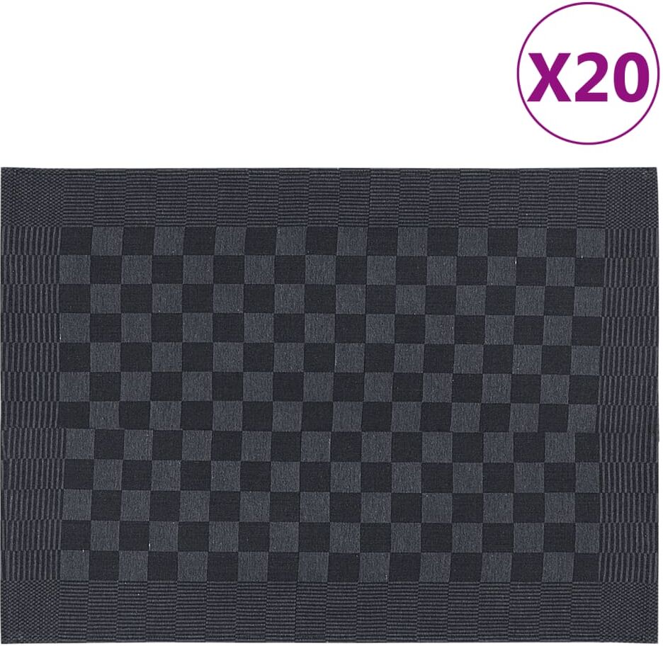 vidaXL Paños de cocina 20 uds algodón negro y gris 50x70 cm