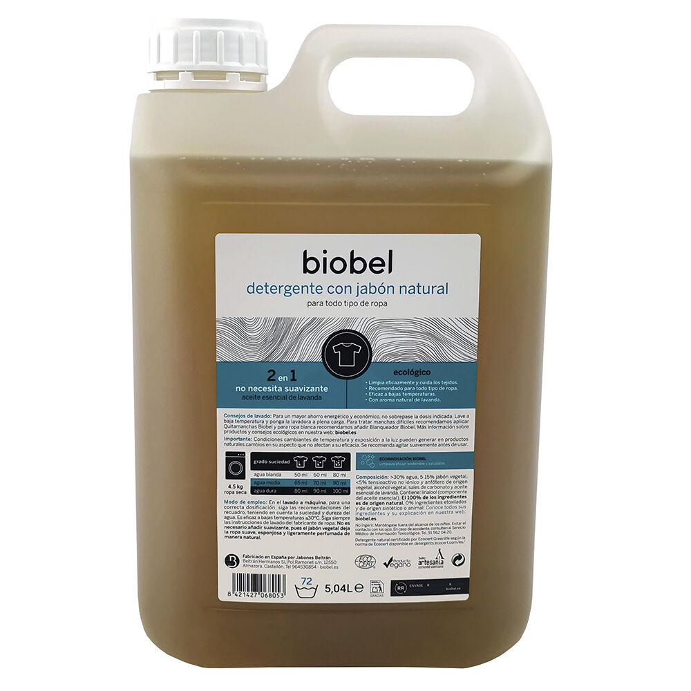 BioBel Detergente con jabón natural para todo tipo de ropa (5 litros)