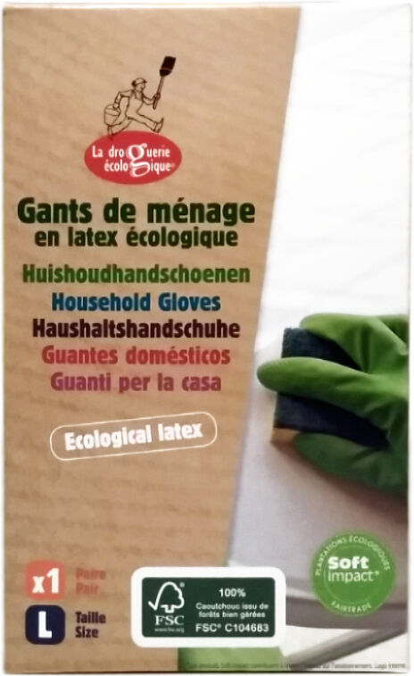 La Droguerie Écologique Guantes de hogar de látex ecológico - talla 03/L