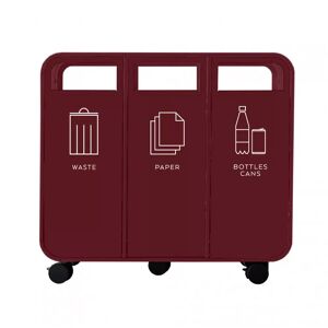 TreCe Lajitteluastia Cloud, Yhdistelmä Waste, Paper & Bottles/Cans, Väri Viininpunainen