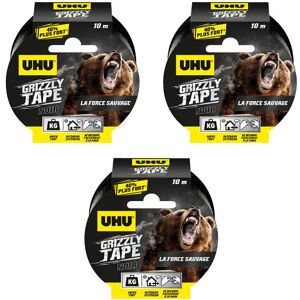 Lot de 3 rubans adhésifs UHU Grizzly Tape Noir - 10m