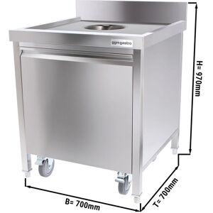 GGM Gastro - Poubelle avec conteneur roulant - ouverture & ouverture frontale - 50L - inox Argent