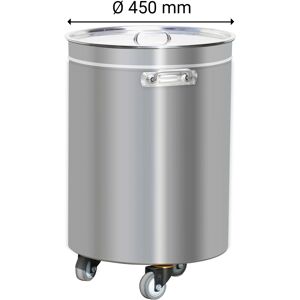 GGM GASTRO - Poubelle avec couvercle relevable, roulettes & poignées - 100L - inox