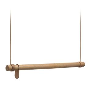 LindDNA - LAVE-LINGE Swing Portemanteau suspendu M (80 cm), chêne naturel / cuir naturel