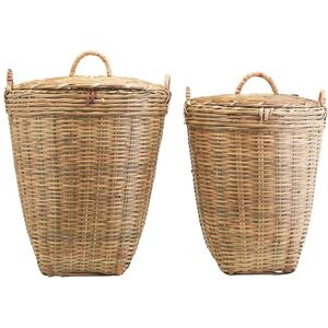 Meraki - Tradition Panier à linge avec couvercle, H 58 & H 48 cm, marron (lot de 2)