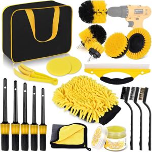 Ersandy - 20 Pcs Kit Nettoyage Voiture, Produit Nettoyage Voiture avec Brosse Visseuse, Nettoyage Voiture Intérieur et Extérieur, Fentes d'aération, - Publicité