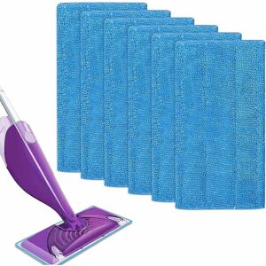 6 pcs Chiffons de rechange réutilisables Swiffer WetJet Mist Vadrouilles en microfibre pour le nettoyage des sols (Bleu 6 pcs) - Publicité