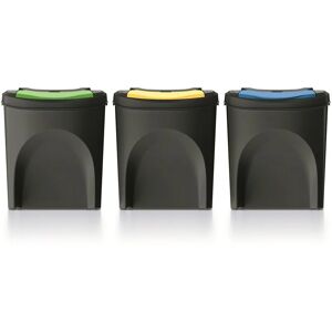 Lot de 3 poubelles Keden sortibox 100% plastique recyclé, noir, 75L - Publicité