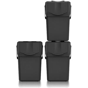 Lot de 3 poubelles Keden sortibox 100% plastique recyclé, noir, 75L - Publicité