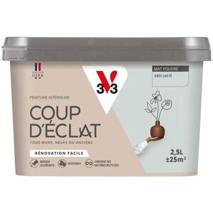 - Peinture murale intérieure Coup d'Éclat® Gris lacté Mat Poudré 2,5L - Gris Lacté