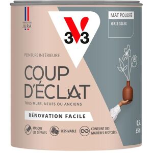 Peinture murale intérieure Coup d'Éclat® V33 Gris silex Mat Poudré 0,5L - Gris Silex