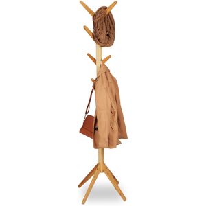 Portemanteau en bambou moderne, 8 crochets, Porte-vestes design en bois, HxlxP : 179 x 40,5 x 40,5 cm, nature - Relaxdays - Publicité