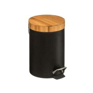 Poubelle à pédale 3L avec couvercle en bambou - Noir Silumen Noir - Publicité