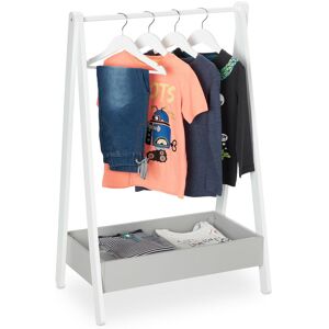 Garde-robe pour enfant, portemanteau, étagère chambre, support de vêtements, hlp 99 x 63,5 x 42 cm, blanc/gris - Relaxdays - Publicité