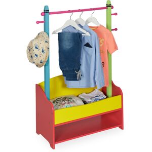 Relaxdays Children's Clothes Rail with 4 Hooks and 2 Shelves 100.5 x 71 x 30 cm Multi-Coloured - Publicité