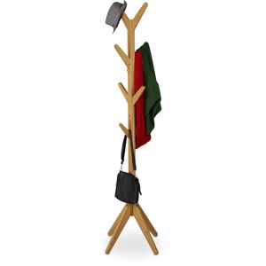 Porte manteau garde robe en bambou penderie vestes avec 8 crochets, HlP 181,5 x 53 x 53 cm, en forme d'arbre. - Relaxdays - Publicité