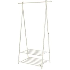 SONGMICS Portant à vêtements, Penderie à vêtements, Portemanteau avec 2 étagères de Rangement pour Chaussures, boîte, Cadre métallique, Gain de Place, pour Chambre, entrée, Bureau, Blanc HSR05W - Publicité