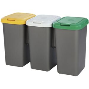 - 3x25L poubelles de recyclage en plastique 79 x 33 x 48 cm - Multicolor