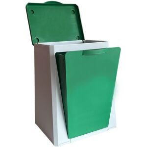 Poubelle de recyclage plastique modulaire ECUBE, 1 Compartiments - Capacité 10 L - Vert