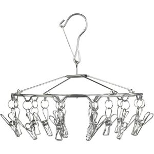 Etendoir chaussettes à suspendre, séchoir sous vêtements avec crochet de suspension, 18 pinces à linge, acier inox, ø 27x26 cm, brillant - Wenko - Publicité