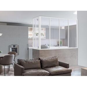 Vente-unique Verrière d'angle atelier en aluminium thermolaqué - L120 x L60 x H105 cm - Blanc - BAYVIEW