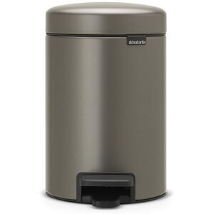 Brabantia Poubelle à Pédale newIcon, 3 litres, Fermeture Silencieuse, Seau en Plastique - Platinum