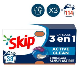 114 lavages - Capsules 3-en-1 SKIP Lessive Active Clean (Lot de 3x38)