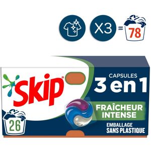 78 lavages - Capsules 3en1 SKIP Lessive Fraîcheur Intense (Lot de 3x26)