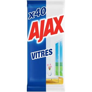 LOT DE 2 - AJAX Lingettes vitres triple action sans traces - paquet de 40 Lingettes - Publicité