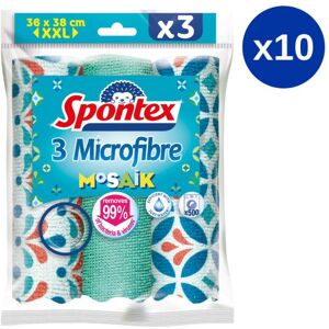 Pack de 10 - Spontex - 3 Lavettes Microfibre Mosaik