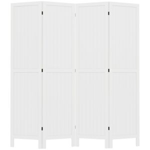 HOMCOM Paravent en bois séparateur de pièce closion intérieur pliable 4 panneaux en bois 160 x 170 cm blanc