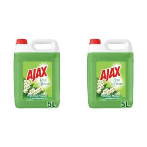 AJAX Nettoyant Ménager Multi surfaces & Sol Fête des Fleurs, Parfum Muguet Sans rinçage Idéal collectivités -Grand Format Bidon de 5L (Lot de 2) - Publicité