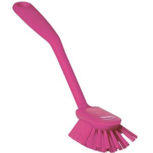 Vikan Hygiène Brosse à Vaisselle avec Bord de raclage Fibres Moyennes Rose - Publicité