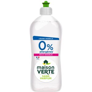 MAISON VERTE Liquide Vaisselle 0% Hypoallergénique Idéal Peaux Sensibles Produit Vaisselle Sans Parfum Sans Colorant Certifié Ecolabel Fabriqué en France Flacon 750ml - Publicité