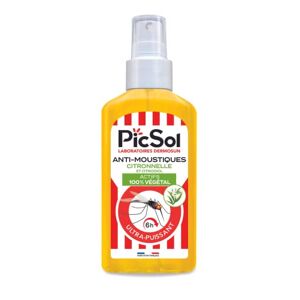 PicSol Spray Anti-Moustiques Citronnelle/Citriodiol Actifs 100% Végétal 125 ml - Publicité