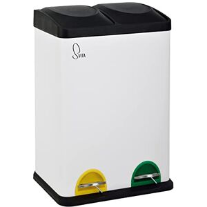 SVITA TC2X20 Lot de 2 poubelles de cuisine à pédale, capacité 40 l, 2 x 20 l, pour tri sélectif des déchets, acier, blanc - Publicité