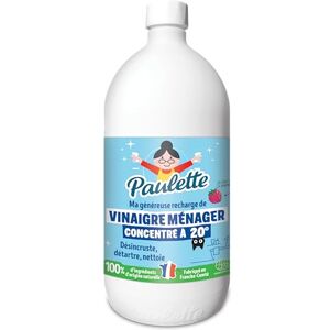 Paulette Vinaigre Ménager 20° ultra concentré Framboise Nettoyant Multi-Surfaces Ecocert Fabriqué en France 1L - Publicité