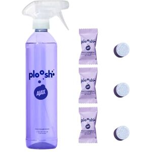 AJAX Ploosh  fraîcheur jasmin nettoyant multi-surfaces 3x6g pastilles = 3x500ml = 1500ml Spray multi-usages Bouteille réutilisable et recyclabe Pastilles à 97% d'ingrédients d'origine naturelle - Publicité