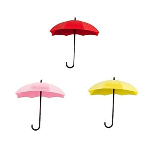 Nacnic Lot de 3 cintres muraux parapluie colorés   Crochets auto-adhésifs multi-usages pour le stockage et la décoration   Porte-clés pour la maison et le bureau   Rouge, Jaune, Rose - Publicité