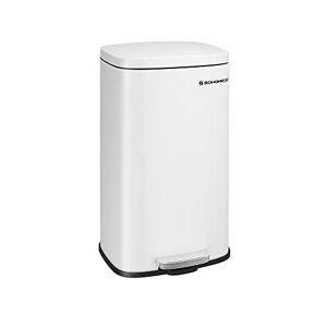 SONGMICS Poubelle Cuisine 30L, Poubelle à Pédale, avec Couvercle à Fermeture en Douceur, Seau Intérieur, en Acier, Blanc LTB03WT - Publicité