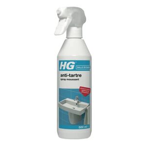 HG Lot de 3  Spray Moussant Anti-Tartre, Spray Nettoyant Anti-Calcaire de Qualité Professionnelle pour Toilettes, Élimine Taches et Dépôts dans la Douche, l’Évier, la Baignoire et Plus 3x 500 ml - Publicité