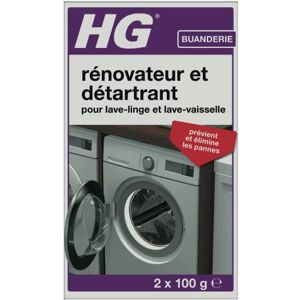 HG Rénovateur Détartrant pour Lave-linge & Lave-vaisselle, Élimine Tartre & Saleté, Produit Nettoyant pour Lave-Vaisselle & Lave-Linge 2 x 100g - Publicité