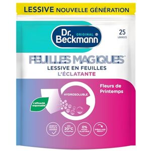 Beckmann FEUILLES MAGIQUES Lessive en feuilles L'ÉCLATANTE   Format pré-dosé, pratique et léger   100% hydrosoluble, facile à utiliser et ranger   25 feuilles - Publicité