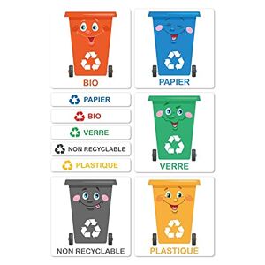 Signalétique.biz France Étiquettes autocollantes tri sélectif pour poubelles (I0890) 50 x 50 mm - - Publicité