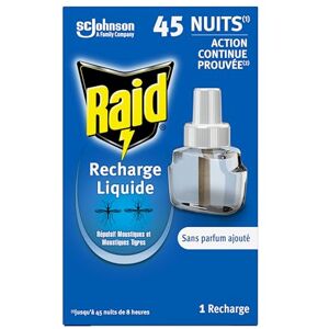 Raid Recharge Prise Anti-Moustiques Electrique Liquide Répulsif Anti-Moustiques et Moustiques Tigres 45 Nuits Sans Parfum Ajouté 1 Recharge - Publicité