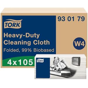 Tork Chiffon de nettoyage ultra-résistant biosourcé blanc W4, technologie exelCLEAN®, 4 x 105 chiffons, 930179 - Publicité