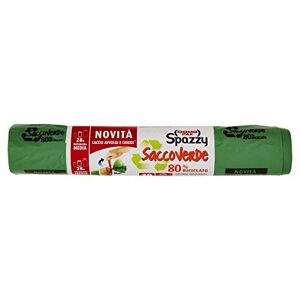 Domopak Spazzy – saccoverde, grande résistance, Poubelle moyenne 28, 80% recyclé, avec lacet Enrouleur et à patte autocollante – 20 sacs - Publicité