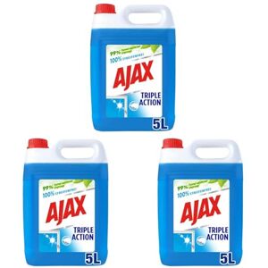 AJAX Produit Nettoyant Vitres Triple Action , Pour des Vitres 100% Sans Traces et 100% Transparentes, Nettoyage en Profondeur, Formule 3 En 1-5L, Nettoyeur Vitre, Liquide Vaisselle, 5 litres - Publicité